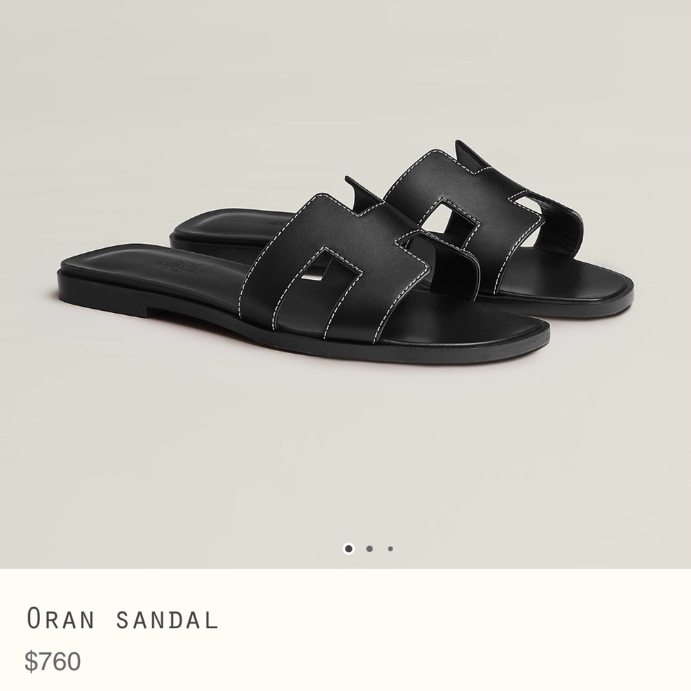 Hermes Oran noir sandals 40.5